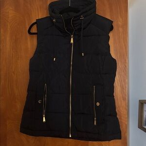 Michael Kors Navy Blue Quilted Puffer Vest with Gold Hardware